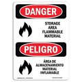 Signmission Safety Sign, OSHA Danger, 24" Height, Aluminum, Storage Area Flammable Material, Spanish OS-DS-A-1824-VS-2043